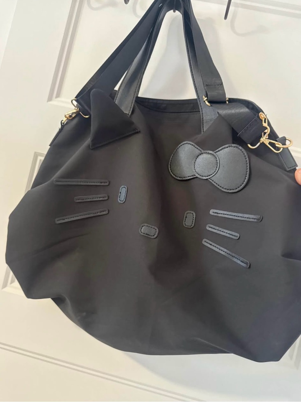 Hello Kitty Black Cat-Ear Tote with Bow Accent